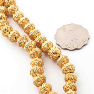 2 Strands 24k Gold Plated Designer Copper Casting Round Ball Beads - 10mm - Jewelry Making- 8 Inches GPC344 - Tucson Beads