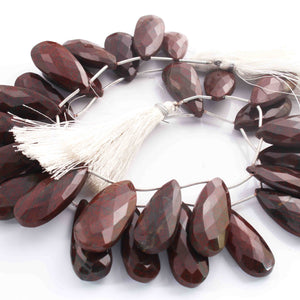 1  Long Strand  Brown Jasper Faceted Briolettes - Pear Shape Briolettes -22mmx11mm-30mmx13mm - 9.5 Inches01495 - Tucson Beads