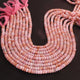 1  Long Strand Beautiful  Pink Opal Smooth Roundelles -Gemstone Beads Plain Rondelles  Beads- 4mm-7mm-13 Inches BR02959 - Tucson Beads