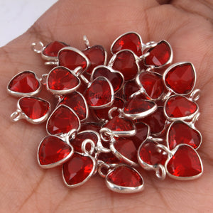10 Pcs  Garnet 925 Silver Plated Faceted - Heart  Shape Faceted Pendant -11mmx7mm  PC850 - Tucson Beads