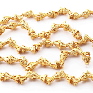 2 Strand 24k Gold Plated Designer Copper Casting Cone Beads - Jewelry- 7mmx8mm 8 Inches GPC334 - Tucson Beads