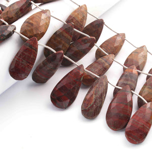 1  Long Strand Red Jasper  Faceted Briolettes - Pear Shape Briolettes -12mmx9mm-32mmx15mm - 9 Inches01498 - Tucson Beads