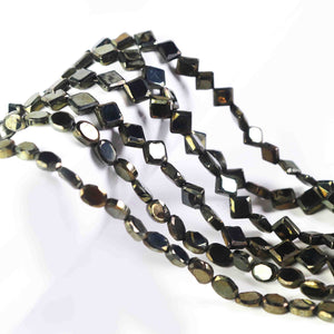 1 Strand Black Spinel Golden Coating Faceted square/oval shap  Briolettes - Black Spinel Briolettes Beads 7mmx5mm-8mmx8mm 8 Inches BR338 - Tucson Beads