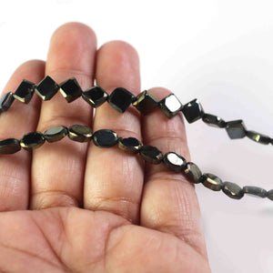 1 Strand Black Spinel Golden Coating Faceted square/oval shap  Briolettes - Black Spinel Briolettes Beads 7mmx5mm-8mmx8mm 8 Inches BR338 - Tucson Beads