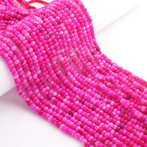 1 Long Strand Beautiful Shaded Hot Pink Opal Smooth Roundelles -Gemstone Beads Plain Rondelles  Beads- 4mm-5mm-13 Inches BR02969 - Tucson Beads