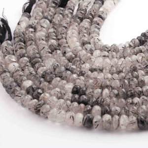 1 Strand Black Rutile Faceted  Rondelles- Rutile Rondelles Beads - 9mm- 11mm - 13 Inches BR01023 - Tucson Beads