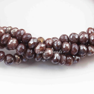 1 Long Strand Chocolate Moonstone Silver Coated Faceted Roundells - Roundells Beads 10mmx8mm-8mmx5mm- 14 Inches BR3550 - Tucson Beads