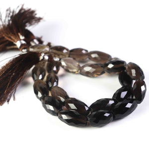 1 Strand Smoky Quartz Faceted  Briolettes  -fancy Shape Beads 15mmx10mm-19mmx10mm 8 Inches BR1688 - Tucson Beads