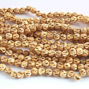1 Strands Gold Plated Designer Copper Diamond Cut Balls Beads, Jewelry Making Supplies 6mm 8 inches Bulk Lot GPC1278 - Tucson Beads