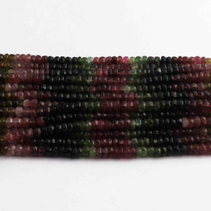 1 Long Strand Multi Tourmaline  Faceted  Roundels - Tourmaline  Roundels Beads 5mm-6mm 13.5 Inches long BR683 - Tucson Beads