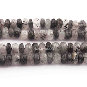 1 Long  Strand Black Rutile Faceted Rondelles-Round  Shape  Roundels 9mmx6mm-16 Inches BR3548 - Tucson Beads