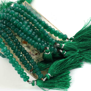 1  Long Strand Green Onyx Faceted Rondells -Round  Shape  Rondells 6mm-7mm-8 Inches BR0823 - Tucson Beads