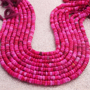 1  Long Strand Beautiful Shaded Hot Pink Opal Smooth Heishi Tyre Beads -Hot pink Opal Gemstone Beads- 6mm-8mm-13 Inches BR02984 - Tucson Beads