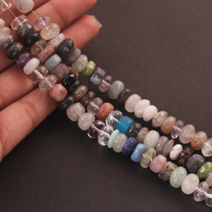 1 Strand Multi Stone Rondelles , Smooth Beads - Multi Stone 10mmx5mm 10 Inches BR1015 - Tucson Beads