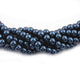 1 Long Strand Navy Blue Pearls  Smooth Rondelles -Round Beads  6mm-7mm 16 Inches BR1592 - Tucson Beads