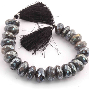 1 Strand Labradorite Silver Coated Faceted Roundelles -  Rondelle Beads 18mm-21mm 8 Inches BR1504 - Tucson Beads