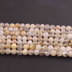 1  Long Strand Golden Rutile Ball Faceted -Round Ball Beads  6mm-7mm-10.5 Inches BR0833 - Tucson Beads