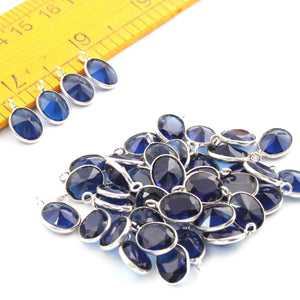 9  Pcs  Blue Shepherd   925 Silver Plated Faceted - Oval  Shape Faceted Pendant -14mmx9mm-17mmx9PC1072 - Tucson Beads