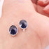 9  Pcs  Blue Hydro  925 Silver Plated Faceted - Oval  Shape Faceted Pendant -14mmx9mm-17mmx9PC1072