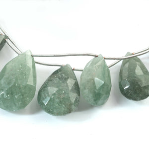 1 Strand Green Strawberry Quartz  Faceted Briolettes - Pear Shape Briolette , Jewelry Making Supplies 24mmx16mm-29mmx19mm 9 Inches BR1036 - Tucson Beads