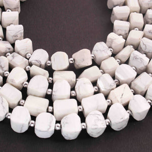 1 Long Strand White Howlite Faceted Fancy Shape Briolettes -Faceted Briolettes  12mmx9mm-12mmx7mm -9.5 Inches  BR01640 - Tucson Beads