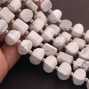 1 Long Strand White Howlite Faceted Fancy Shape Briolettes -Faceted Briolettes  12mmx9mm-12mmx7mm -9.5 Inches  BR01640 - Tucson Beads