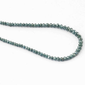23.25 Ct 1 Long Strand Blue Diamond  Rondelles Genuine  Diamond Beads 15 Inch Long BRU070 - Tucson Beads