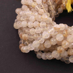 1  Long Strand Golden Rutile Ball Faceted -Round Ball Beads  5mm-6mm-10.5 Inches BR0824 - Tucson Beads