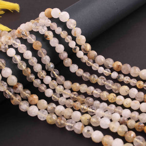 1  Long Strand Golden Rutile Ball Faceted -Round Ball Beads  4mm-5mm-10 Inches BR0836 - Tucson Beads