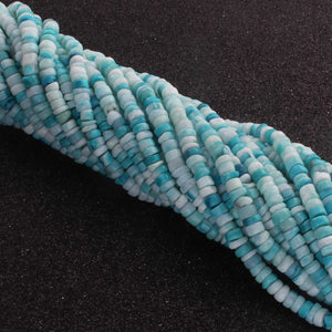 1  Long Strand Beautiful Shaded Peru Opal Smooth Heishi Tyre Beads -Peru Opal Gemstone Beads- 4mm-6mm-13 Inches BR02989 - Tucson Beads