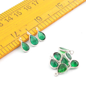 10 Pcs Green Glass Hydro 925 Silver Plated Faceted - Pear Shape Faceted Pendant -11mmx6mm-PC930 - Tucson Beads