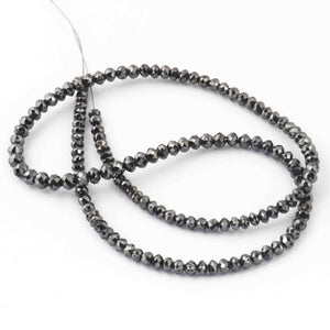 50.50 Ct 1 Long Strand Black Diamond Box Rondelles Genuine Diamond Beads 16 Inch Long BRU071 - Tucson Beads