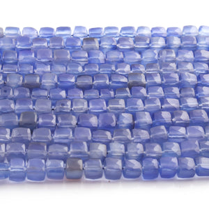 1  Strand  Blue Chalcedony Faceted Briolettes - Cube Shape  Briolettes - 6mm- 8 Inches BR02582 - Tucson Beads