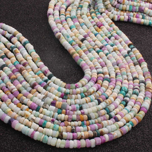1  Strand  Natural Multi Opal Smooth Heishi Tyre Shape Gemstone Beads,  Multi Opal Plain Tyre Rondelles Beads , 5mm -6mm 13 Inches BR02994 - Tucson Beads