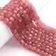 1  Long Strand Strawberry Quartz Faceted Briolettes -Cube Shape  Briolettes  6mm-7mm- 8 Inches BR02578 - Tucson Beads