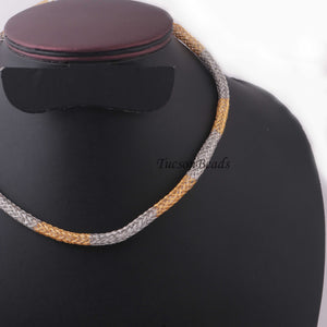 1 Pc Necklace 24k Gold & Silver Plated Mesh Chains- Silver  Plated Chains- 15 Inch OS043 - Tucson Beads