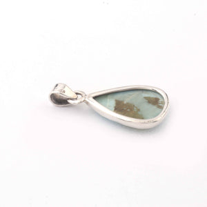 1 Pc Genuine and Rare Larimar Pear Pendant - 925 Sterling Silver - Gemstone Pendant  - 28mmx14mm- SJ316 - Tucson Beads