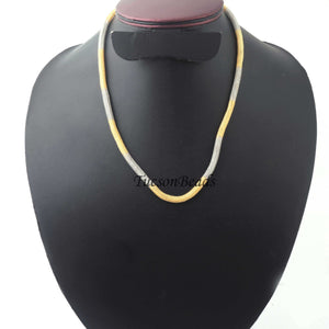 1 Pc Necklace 24k Gold & Oxidized  Silver Plated Mesh Chains- Oxidized  Silver  Plated Chains- 17 Inch OS039 - Tucson Beads