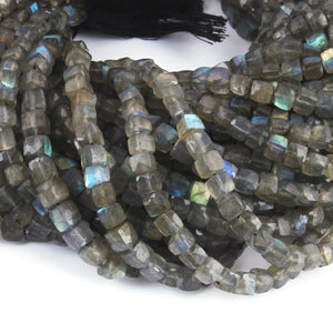 1 Long Strand Labradorite Faceted Briolettes -Box Shape Beads  Briolettes 5mm -11 Inches BR0462 - Tucson Beads