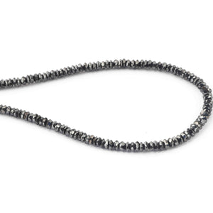 45.65 Ct 1 Long Strand Black Diamond Rondelles Genuine Diamond Beads 16 Inch Long BRU003 - Tucson Beads