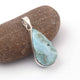 1 Pc Genuine and Rare Larimar Pear Pendant - 925 Sterling Silver - Gemstone Pendant - 36mmx19mm- SJ346 - Tucson Beads
