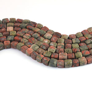 1 Strand Unakite Faceted Briolettes -Box Shape Beads  Briolettes 10mmx7mm  -8.5 Inches BR0467 - Tucson Beads