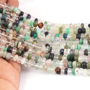 1 Long Strand Mix Stone Smooth Roundells -Round  Roundells 6mm-8mm - 12 Inches BR0486 - Tucson Beads