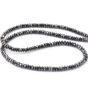 34.95 Ct 1 Long Strand Black Diamond Box Rondelles Genuine  Diamond Beads 12 Inch Long BRU056 - Tucson Beads