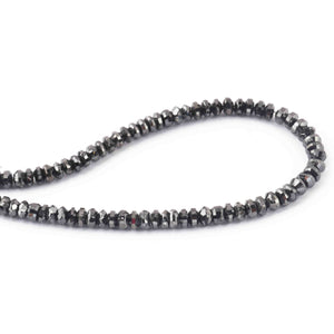 57.95 Ct 1 Long Strand Black Diamond Rondelles Genuine  Diamond Beads 14.5 Inch Long BRU054 - Tucson Beads