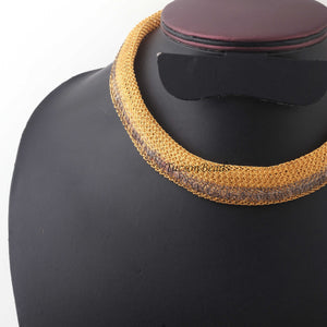 1 Pc Necklace 24k Gold & Oxidized  Silver Plated Mesh Chains- Oxidized  Silver  Plated Chains- 13.5  Inch OS037 - Tucson Beads
