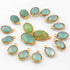 15 Pcs Mix Stone Faceted  Oval Shape 24k Gold Plated Pendant- 20mmx13mm-16mmx15mm-PC710
