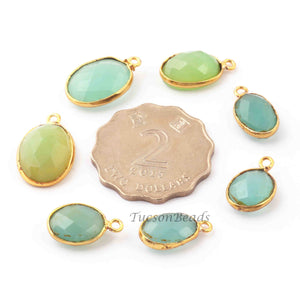 13  Pcs Mix Stone Faceted  Oval Shape 24k Gold Plated Pendant- 20mmx13mm-16mmx15mm-PC710 - Tucson Beads