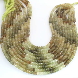1 Strand Natural Green Grossular Garnet  Faceted Roundelles  - Rondelles Beads- 6mm - 14 inches BR02010 - Tucson Beads