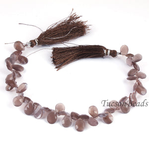 1 Strand Chocolate Moonstone Faceted Pear Briolettes -Pear Shape Briolettes -8mmx6mm - 8.5  Inches BR0463 - Tucson Beads